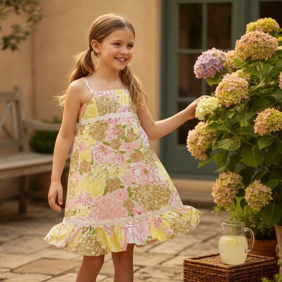 Lilly Pulitzer Other - LILLY PULITZER Girls Size 16 Pink Green Floral Sundress